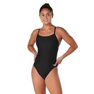 Speedo Womens Prolt Flyback Solid Adult One Piece Swimsuit Black 30 NWT